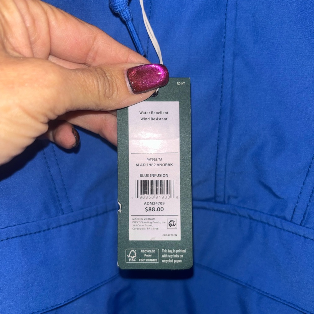 Alpine Design Men’s Blue Anorak Jacket NWT | Water Repellent | Size M - Picture 5 of 8